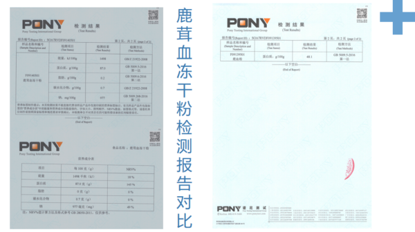 鹿茸血冻干粉检测报告书